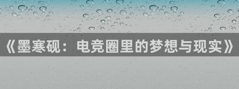 威客电竞吧官网安卓版：《墨寒砚：电竞圈里的梦想与现实》